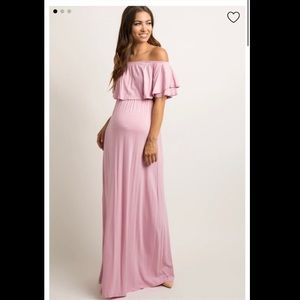 Light Pink Off the Shoulder Maternity Dress